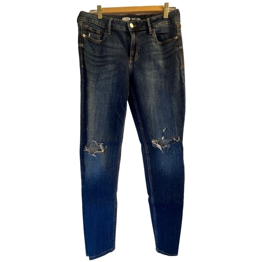 Old Navy Women's Rockstar Super Skinny Distressed Blue Jeans Size 10